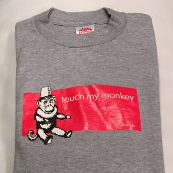 3 Star UK Gray TOUCH MY MONKEY T-Shirt NWOT - Picture 2 of 4